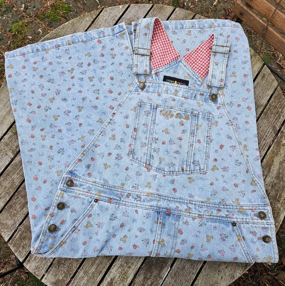 Teddy Fresh Strawberry Denim Overall Dress